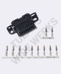 BMW 16-pin Black Unsealed, OBDII Socket Connector Kit with Screw Mounts