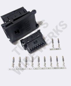 BMW 16-pin Black Unsealed, OBDII Socket Connector Kit with Rectangular Pop-in Cover