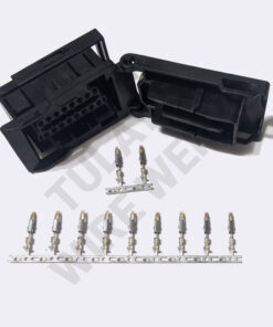BMW 16-pin Black Unsealed, OBDII Socket Connector Kit with Rectangular Pop-in Cover