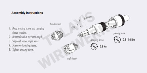 Binder 4-pin Black Receptacle, 719 Snap-in Male Connector for AiM - Assembly Instructions