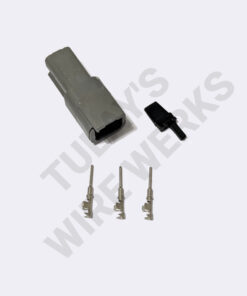 Deutsch DTM 2-pin Gray Sealed Receptacle, B Key - Black Wedgelock Connector Kit