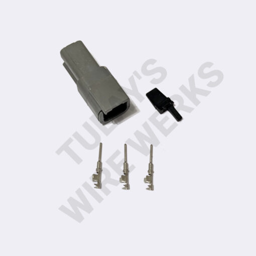 Deutsch DTM 2-pin Gray Sealed Receptacle, B Key - Black Wedgelock Connector Kit